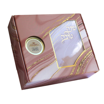 מארז ורוד עם סדר סימנים עם דבש